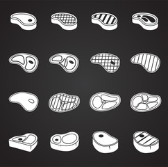 Naklejka premium Steak related icons set on background for graphic and web design. Simple illustration. Internet concept symbol for website button or mobile app.
