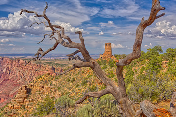 View of the historic Watch Tower on the south rim of the Grand Canyon in Arizona. Managed by the National Park Service. No property release needed.