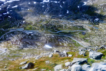 UNESCO World Heritage Site. Twisting Mountain Road. Geiranger, Norway.