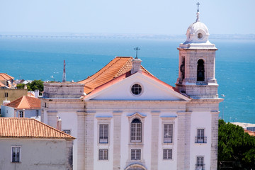 Portugal, Lisbon. Church of Santa Luzia e Sao Bras, order of Malta. Hilltop views.