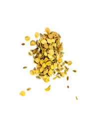Seeds of tomato and dill. Seeds suspended for sowing. Tomato seeds and dill.