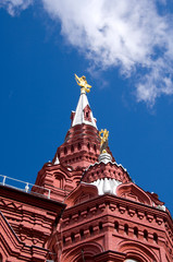Russia, Moscow, Red Square. Red brick building that houses the State Historic Museum. 