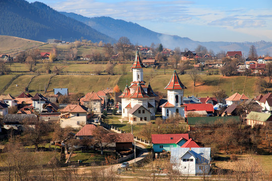 Romania, Bucovina, Campulung Moldovenesc, Fall colors.