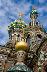 Fototapeta na wymiar Russia, St. Petersburg, Nevsky Prospekt, The Cathedral of the Resurrection (aka Our Savior on the Spilt Blood), c. 1883-1907. 