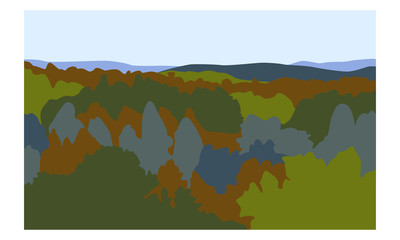 Graphic Fall Mountain Landscape