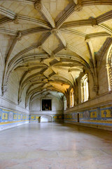 Fototapeta premium Portugal, Belem, Jeronimos Monastery. The Refectory azulejo tilework.