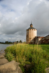 Fototapeta na wymiar Russia, Volga-Baltic Waterway, Goritzy. Kirillo-Belozersky Monastery, founded in 1397 by St. Cyril. Lake Siverkoye.