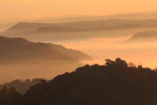 Transylvania, Romania, Maramures County, Dobricu Lapusului and Targu Lapus, territorial view.