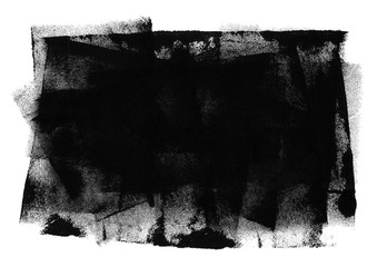 Fototapeta premium Abstract gouache backdrop for posters, cards, invitations, websites, wallpapers and other projects. Black texture isolated on white background. 