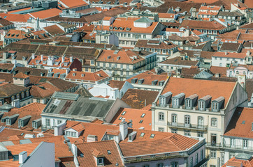 Fototapeta na wymiar Portugal, Lisbon, Baixa Rooftops from Sao Jorge Castle