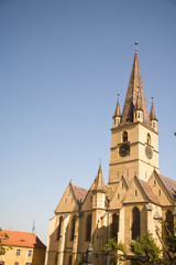 Fototapeta na wymiar Romania, Sibiu. The Evangical Church of Sibiu, Old Town. 