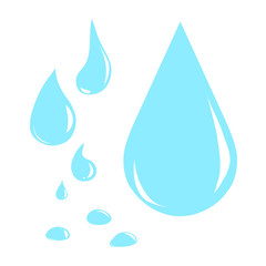 Water drop Icon set. Raindrop blue silhouette stock vector illustration on white design element element for web, for print