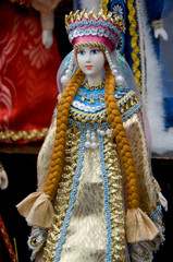 Russia, Golden Ring city of Uglich located on the banks of the Volga. Russian handicrafts, traditional dolls.