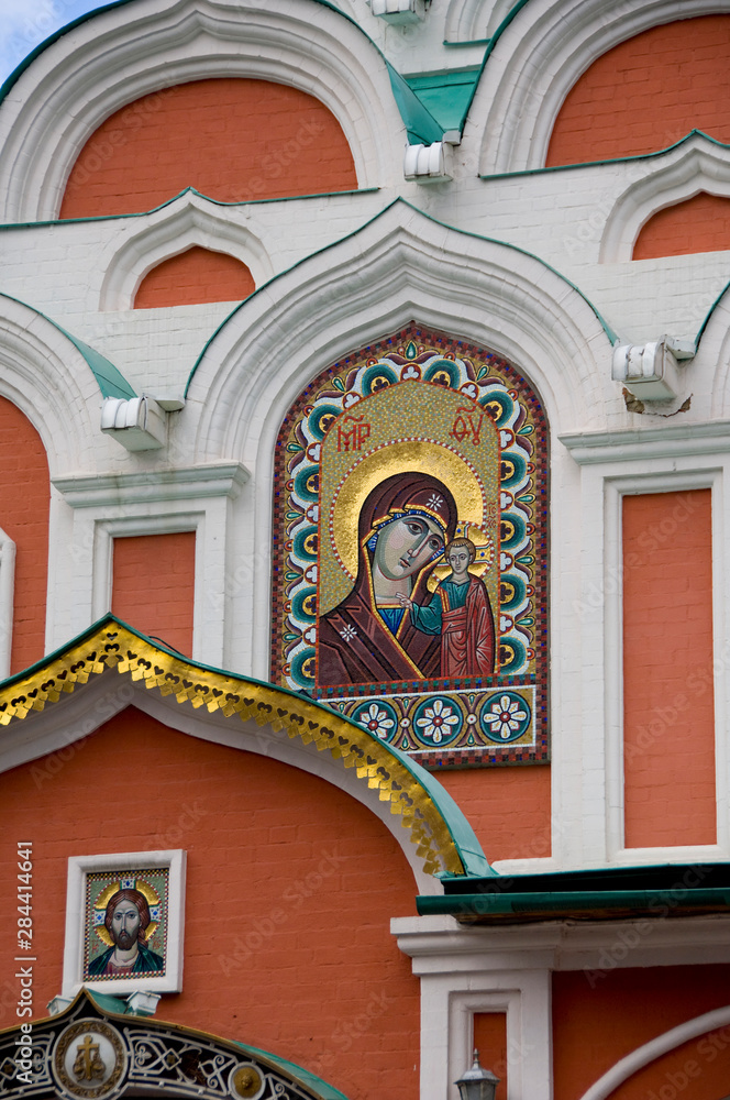 Canvas Prints russia, moscow, red square. our lady of kazan cathedral. the only church on red square where service