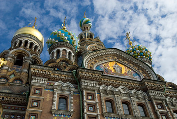 Fototapeta premium Russia, St. Petersburg, Nevsky Prospekt, The Cathedral of the Resurrection (aka Our Savior on the Spilt Blood), c. 1883-1907. 