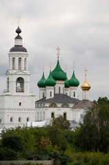 Fototapeta na wymiar Russia, Yaroslavl, Golden Ring city on the banks of the Volga. Historic monastery along the Volga