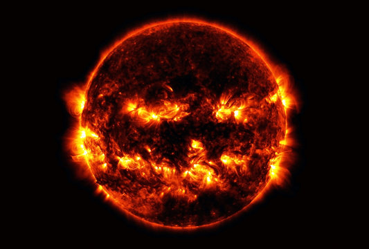 The sun, with vortices and winds, on a dark background. Elements of this image were furnished by NASA
