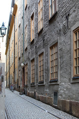 Fototapeta na wymiar Side street in Gamla Stan (old Town) in Stockholm