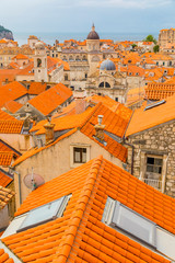 Fototapeta na wymiar Croatia, Dubrovnik. Overview of walled city and buildings. 
