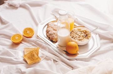 breakfast with eggs and milk
