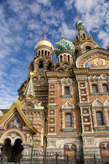 Fototapeta na wymiar Russia, St. Petersburg, Nevsky Prospekt, The Cathedral of the Resurrection (aka Our Savior on the Spilt Blood), c. 1883-1907. 
