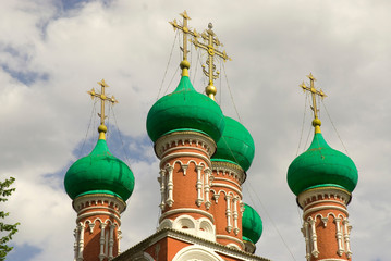 Russia. Moscow. Petrovsky district. Upper St. Peter Monastery. Green onion domes.