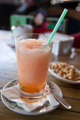 Spain, Madrid. Fresh granita served in a sidewalk cafe on a hot day in Madrid.