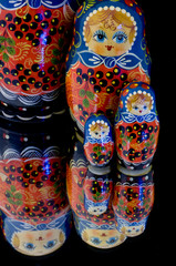 Russia, Russian handicrafts. Traditional painted matryoshka dolls. 