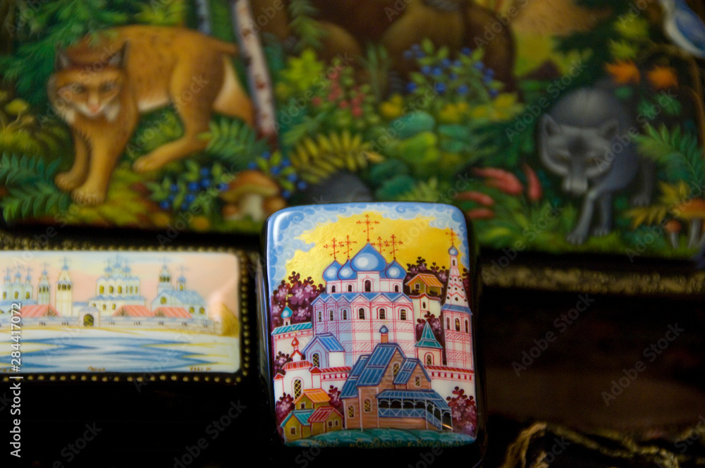 Canvas Prints russia: typical russian painted lacquer box.