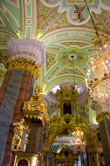 Fototapeta na wymiar Russia, St. Petersburg, Peter and Paul Fortress. SS Peter & Paul Cathedral (aka Petropavlovsky Sobor), interior. 
