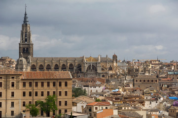 Fototapeta na wymiar Spain, Castilla-La Mancha,Toledo. Overviews of historic city, Toledo Cathedral.