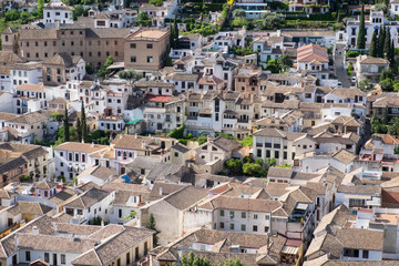 Fototapeta na wymiar Spain, Andalusia. Overhead view of a neighborhood in Granada.