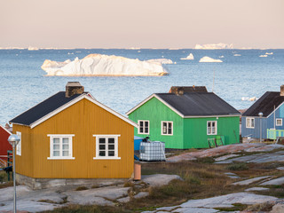 Inuit village Oqaatsut (once called Rodebay) located in the Disko Bay, Greenland, Denmark