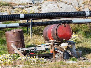 Barrel for fuel. Small town of Uummannaq, northwest Greenland.