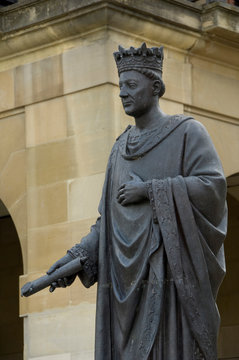 Spain, Pamplona (aka Iruna). Plaza Del Castillo, Charles III Statue.