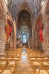 Obraz premium UK, Scotland, Orkney Island, Kirkwall. St. Magnus Cathedral Interior completed in the 12th century when Orkney was part of the Kingdom of Norway