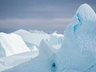 Ilulissat Icefjord also called kangia or Ilulissat Kangerlua at Disko Bay. The icefjord is listed...