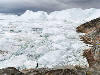 Ilulissat Icefjord also called kangia or Ilulissat Kangerlua at Disko Bay. The icefjord is listed as UNESCO World Heritage Site.