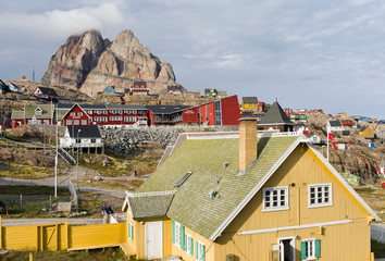 Small town of Uummannaq, northwest Greenland. Old house in typical colonial style America, North America, Greenland, Denmark © Martin Zwick/Danita Delimont