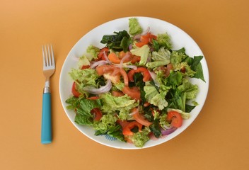 Spinach, lettuce, tomato, onion, healthy foods rich in vitamins 1