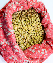 Soybean seeds in a bag. Soybean seeds