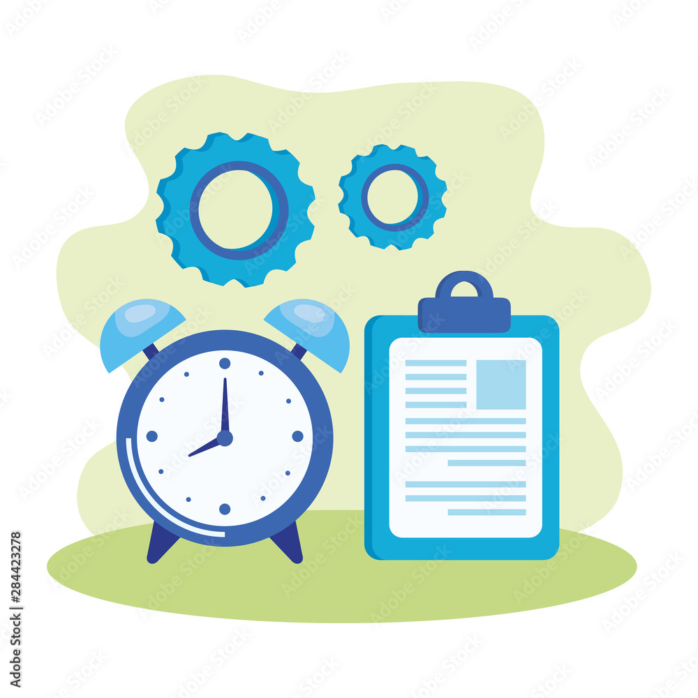 Poster alarm clock with checklist icon