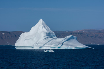 Greenland, Scoresbysund, aka Scoresby Sund. Large icebergs near Ittoqqortoormiit.