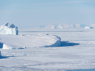 Fototapeta na wymiar Ilulissat Icefjord also called kangia or Ilulissat Kangerlua at Disko Bay. The icefjord is listed as UNESCO World Heritage Site. Greenland, Denmark.