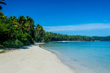 White sand beach and turquoise water at the Nanuya Lailai Island, Blue Lagoon, Yasawa, Fiji, South Pacific