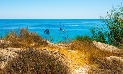  clear blue sea and rocks near protaras cyprus