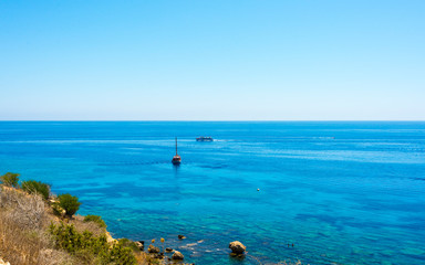  clear blue sea and rocks near protaras cyprus