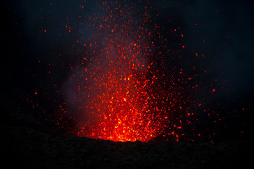 Volcano eruptions at the Yasur Volcano, Island of Tanna, Vanuatu, South Pacific