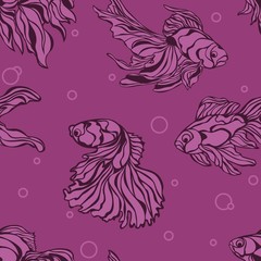 seamless pattern with gold fish. background.