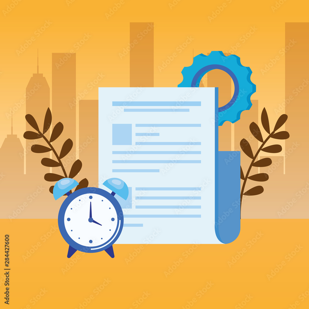 Poster alarm clock with document file